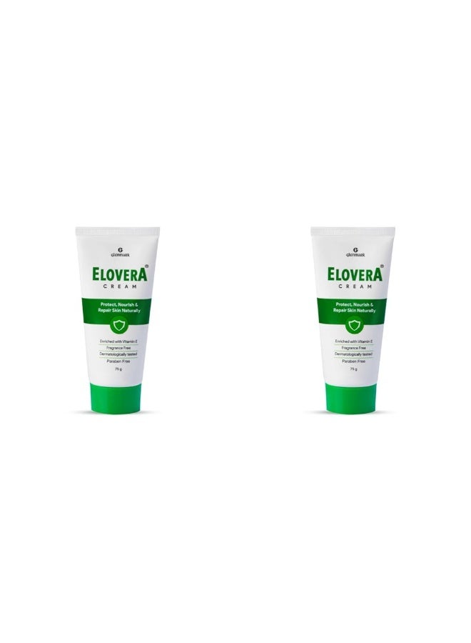 Elovera Moisturising Cream 75g | For Dry Skin | with Aloe Vera & Vitamin E | Protects, Nourishes and Repairs Skin | Paraben Free | Fragrance Free (Pack of 2) - Image 1