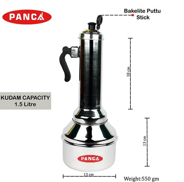 Panca Stainless Steel Puttu Maker Combo with Cooker, puttu kudam Steel, Puttu Vessel, Chiratta Puttu Kudam Pressure Cooker (Puttu Maker And Chiratta Combo) - Image 2