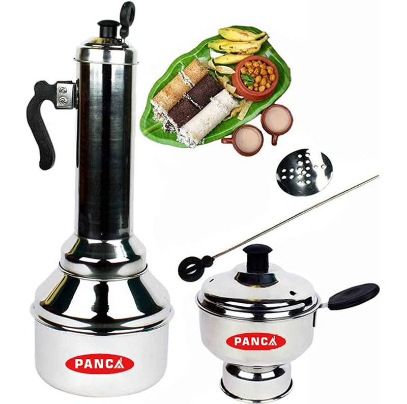 Panca Stainless Steel Puttu Maker Combo with Cooker, puttu kudam Steel, Puttu Vessel, Chiratta Puttu Kudam Pressure Cooker (Puttu Maker And Chiratta Combo) - Image 1
