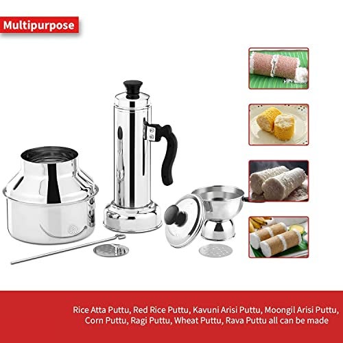 Panca Stainless Steel Puttu Maker Combo with Cooker, puttu kudam Steel, Puttu Vessel, Chiratta Puttu Kudam Pressure Cooker (Puttu Maker And Chiratta Combo) - Image 4