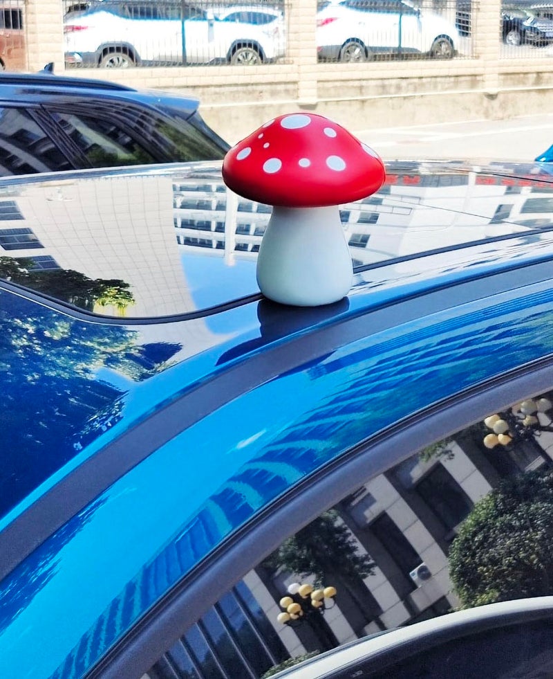 acdiac Car Sprout Roof Decor Red Mushroom Sticker,Fun&Creative Big Mushrooms Stickers for Car Exterior Decoration for Car Roof,Hood,Trunk Cover-1PCS (RedMushroom) - Image 2