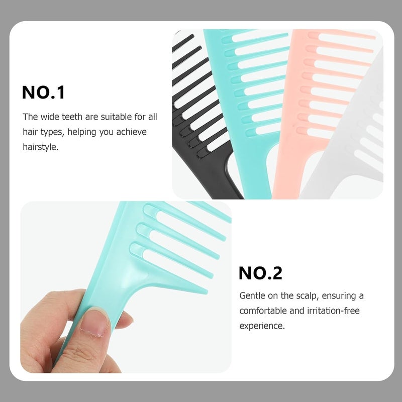 Generic 4pcs Wide Tooth Hair Combs for Long Hair for Women and Men round Hole Design in White Black Blue and Pink - Image 5