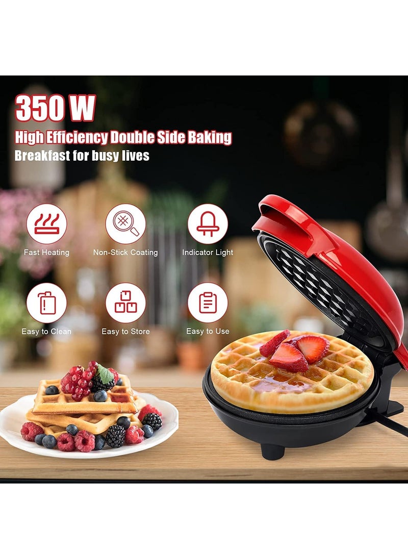 Dash Dash Mini Waffle Maker Portable Electric Non Stick Waffle Iron Round Waffle Maker Grill Machine for Individual Pancakes Cookies Eggs Waffles Paninis Breakfast Lunch Red  - Image 2