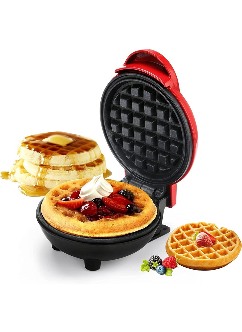 Dash Dash Mini Waffle Maker Portable Electric Non Stick Waffle Iron Round Waffle Maker Grill Machine for Individual Pancakes Cookies Eggs Waffles Paninis Breakfast Lunch Red  - Image 1
