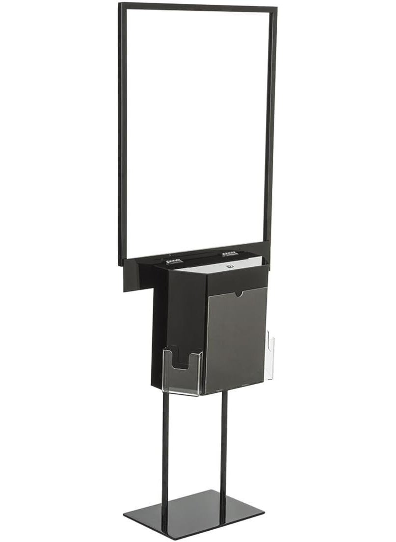 Displays2go Displays2go LSBST1BKBK Floor Sign Holder 22x28Inch Double Sided with Attached Suggestion Box Black  - Image 2