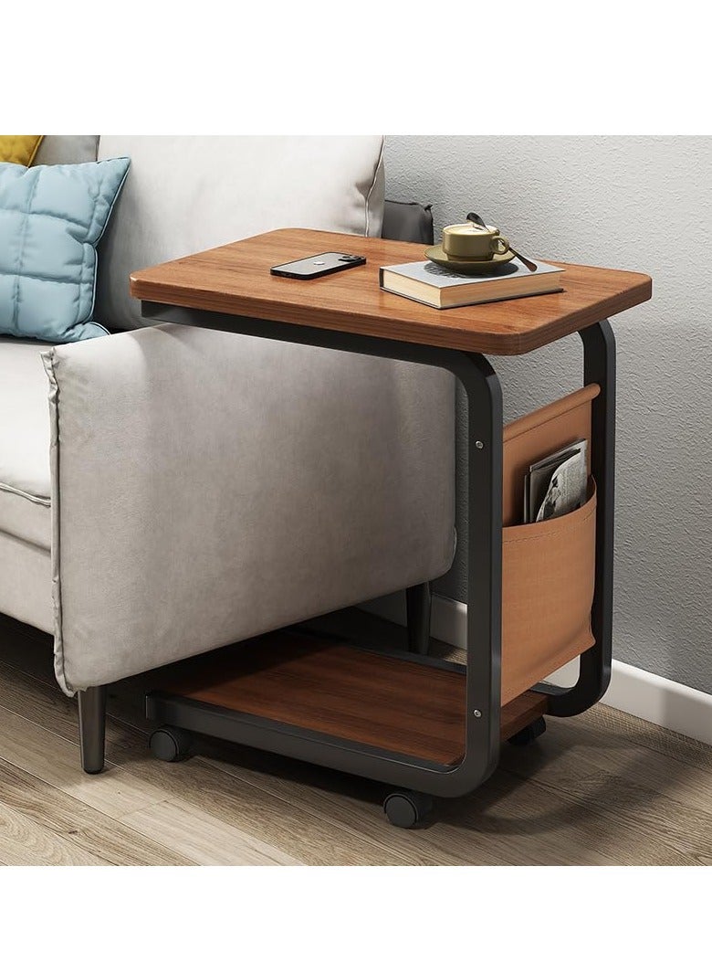 Arabest End Table with wheels,Sofa Side Table for Coffee Laptop Tablet,C Shaped Table Mobile Beside Table for Living Room Bedroom Balcony Tea and Office,30 * 45 * 65cm - Image 2