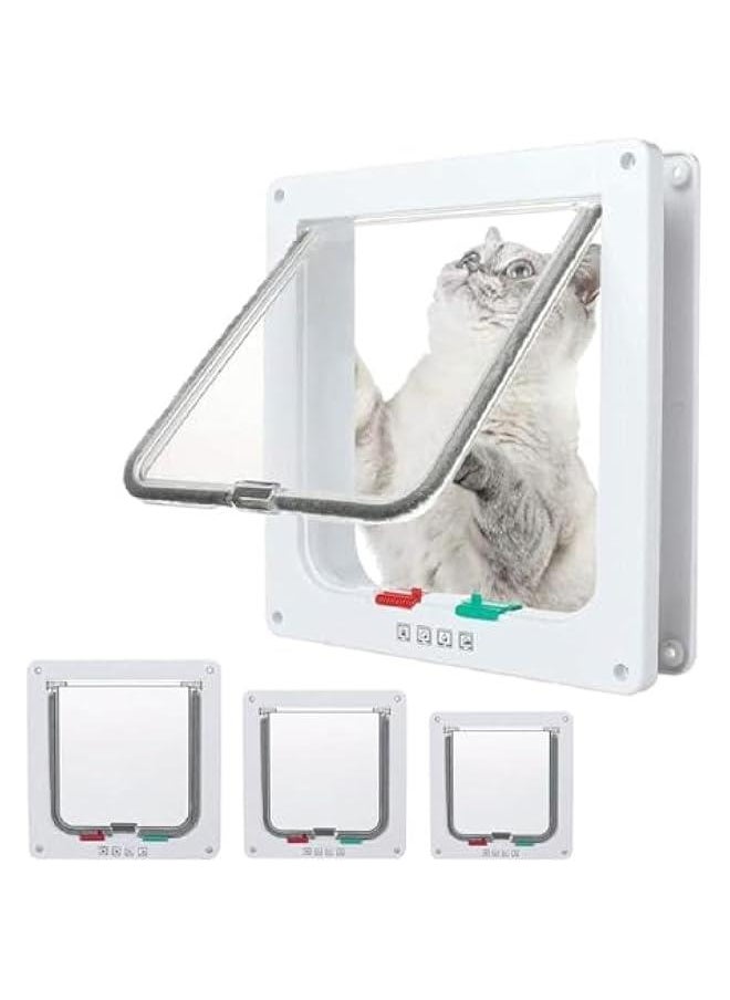 HOOKOR Thin Cat Door for Windows, Pet Doors and Sliding Door, Safety Pet Door with 4 Way Lock, Weatherproof Cat Flap for Thin Door and Wall (L)  - Image 1