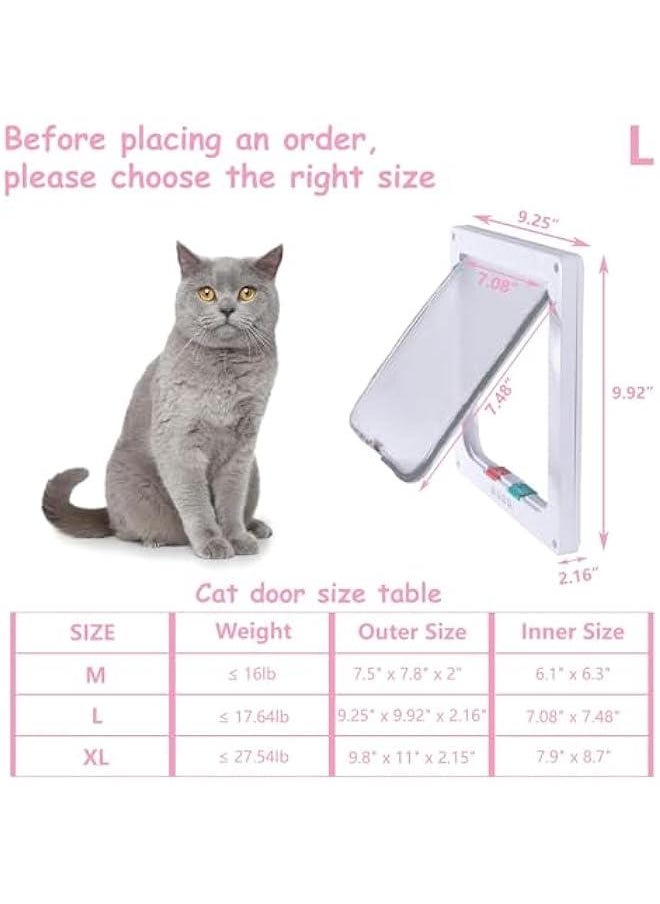 HOOKOR Thin Cat Door for Windows, Pet Doors and Sliding Door, Safety Pet Door with 4 Way Lock, Weatherproof Cat Flap for Thin Door and Wall (L)  - Image 2