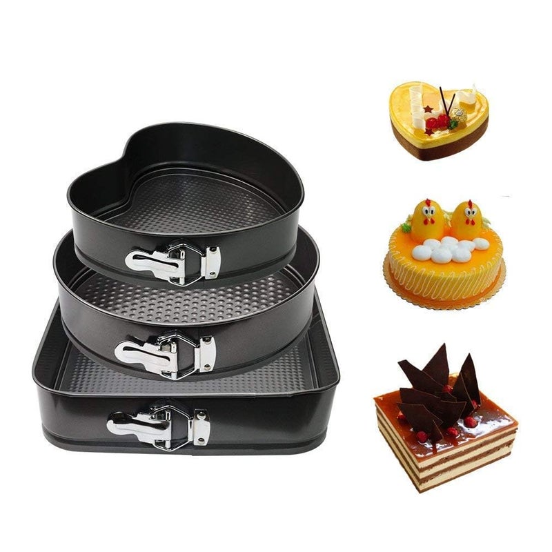 SKYUP Teflon Coated Square Cake Baking Molds with Removable Bottom Microwave Oven Baking Molds (Set of 3) - Image 2