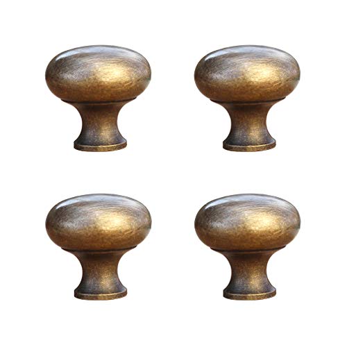 Tiazza 4pcs Solid Brass Knobs Antique Cabinet Drawer Small Pulls Modern Minimalist Handle (Antique Bronze) - Image 1