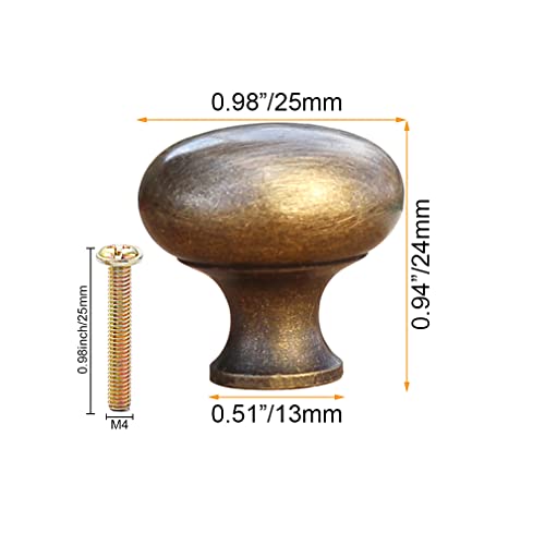 Tiazza 4pcs Solid Brass Knobs Antique Cabinet Drawer Small Pulls Modern Minimalist Handle (Antique Bronze) - Image 3