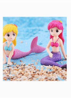 Y&D Mermaid Figurines, SYOSI 8 Pieces Doll Cake Toppers for Kids Birthday Wedding Decoration, Micro Landscape Aquarium Plastic Ornaments  - Image 5
