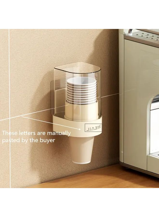 Cream White Small Wall Mounted Disposable Cup Holder And Paper Cup Dispenser - Image 3