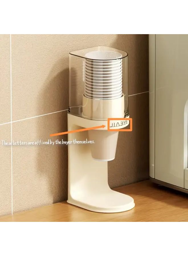 Cream White Small Wall Mounted Disposable Cup Holder And Paper Cup Dispenser - Image 2