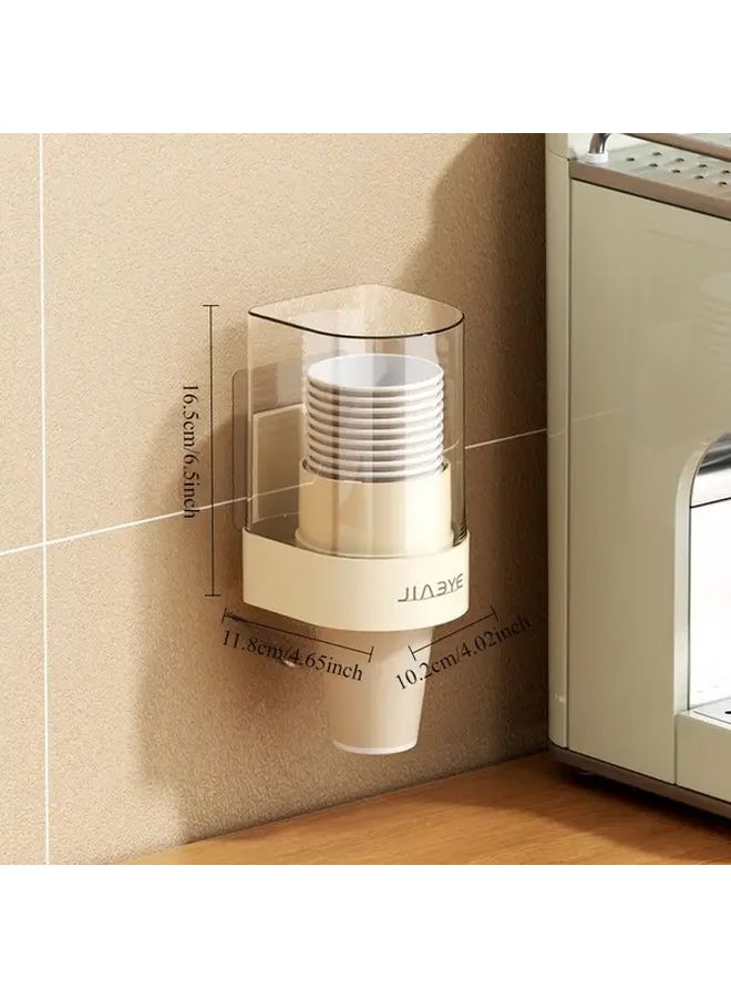 Cream White Small Wall Mounted Disposable Cup Holder And Paper Cup Dispenser - Image 4