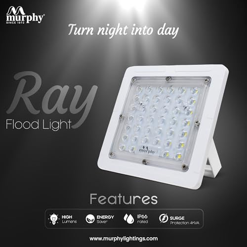 Murphy Ray 20W LED Flood Light with 2-Year Warranty | Cool White | High Brightness Outdoor LED for Security, Landscape, Warehouse, Backyard | IP66 Waterproof | BIS Approved Pack of 5 - Image 3