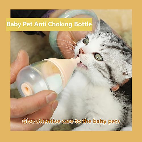 LogFaadCoi Kitten Bottles for Nursing,Puppy Bottles for Nursing Puppy Milk, Anti-Choking Puppy Feeder Design,with 3pcs Replaceable and Reusable Silicone Nipples for Feeding Newborn Pets (Yellow, 40ml+3pcs) - Image 4