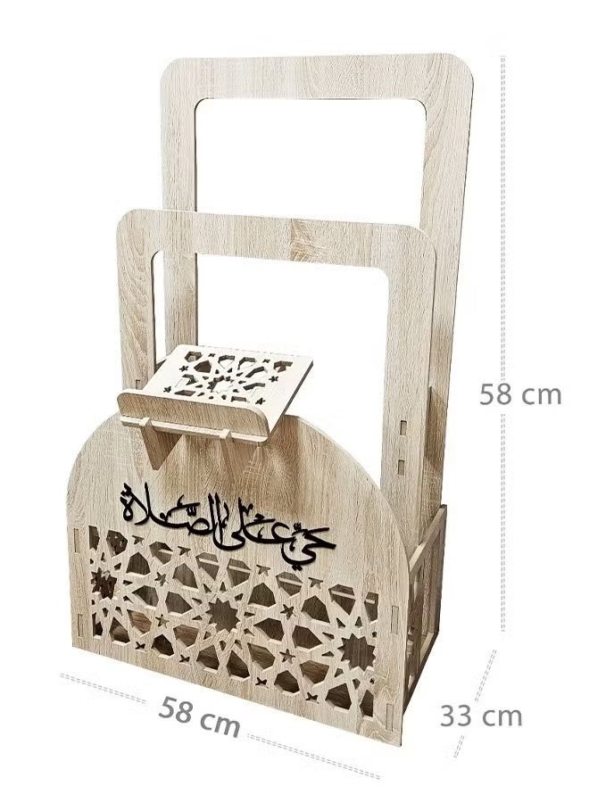 Eworld Elegant Cream 2-in-1 Prayer Mat Stand with Built-In Quran Holder | Islamic Design with Arabic Calligraphy | Water & Fireproof | Space-Saving - Image 3