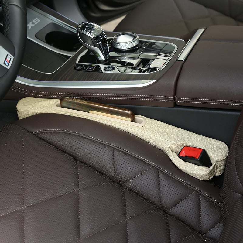 TATACLEA Car Seat Gap Filler 2 Pack,Car Seat Gap Filler Organizer,Car Seat Gap Plug with Storage Slot,3 in 1 Car Seat Gap Filler,Prevent Small Items from Falling(Beige) - Image 2