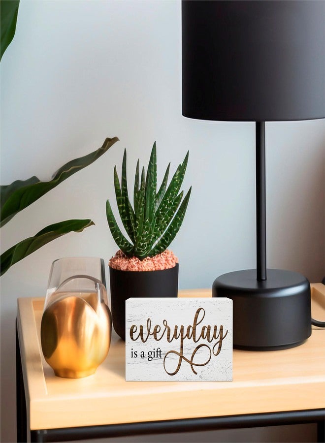 EXW Rustic Wooden Block Sign - Everyday Is A Gift - 5"X3" Postive Pine Wood Plaque, Home & Garden Decor, Christmas Housewarming Gift For Friends, Desk & Tabletop, Shelf Accessories - A14 - Image 3