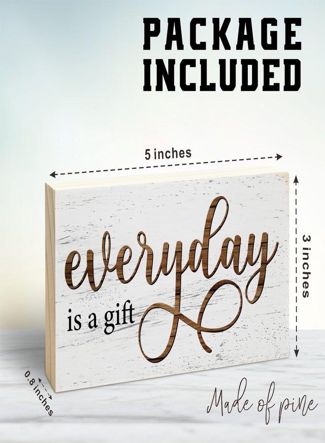 EXW Rustic Wooden Block Sign - Everyday Is A Gift - 5"X3" Postive Pine Wood Plaque, Home & Garden Decor, Christmas Housewarming Gift For Friends, Desk & Tabletop, Shelf Accessories - A14 - Image 2