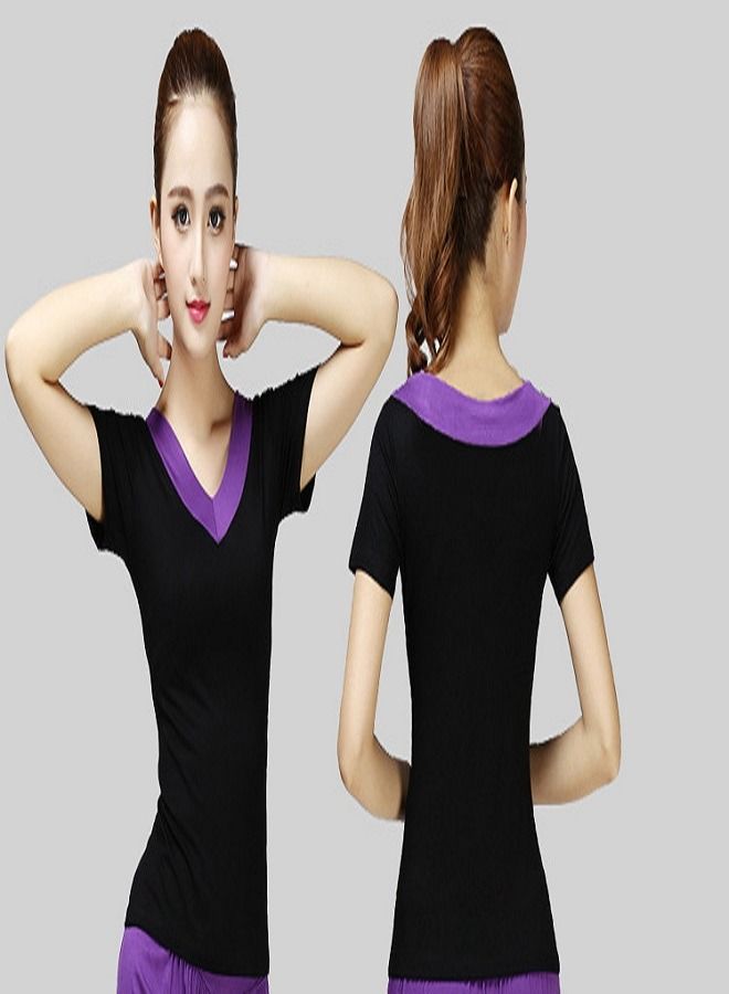 Loquat Women's Square Dance Top Short Sleeve V-neck Dance Dress  - Image 2