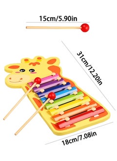 Swift Wooden Kids Educational Piano Xylophone, Educational Musical Instruments Toy , 8 Key Scales with Giraffe Style  - Image 2