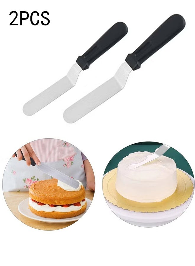KANGLI 2 Pcs Stainless Steel Cake Icing Spatula Cake Decorating Frosting Offset Spatula, 10.4inch，12.4inch - Image 1