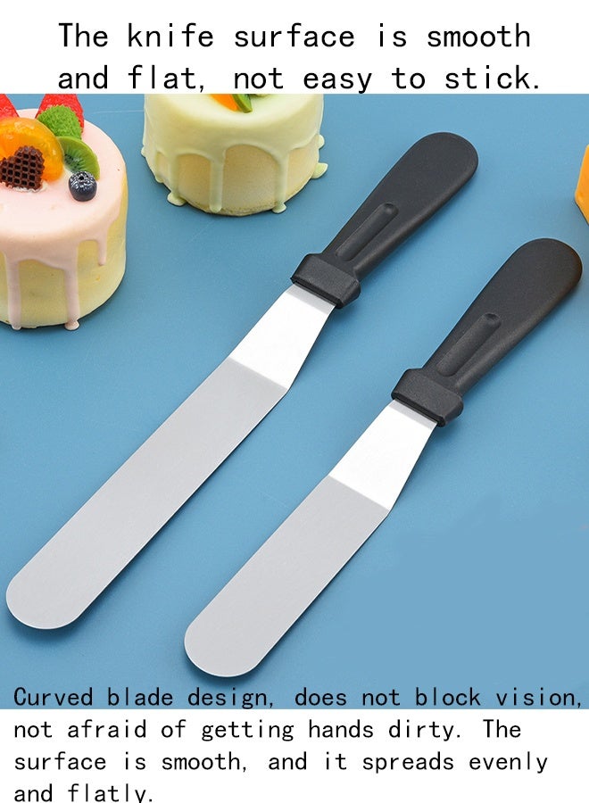 KANGLI 2 Pcs Stainless Steel Cake Icing Spatula Cake Decorating Frosting Offset Spatula, 10.4inch，12.4inch - Image 2