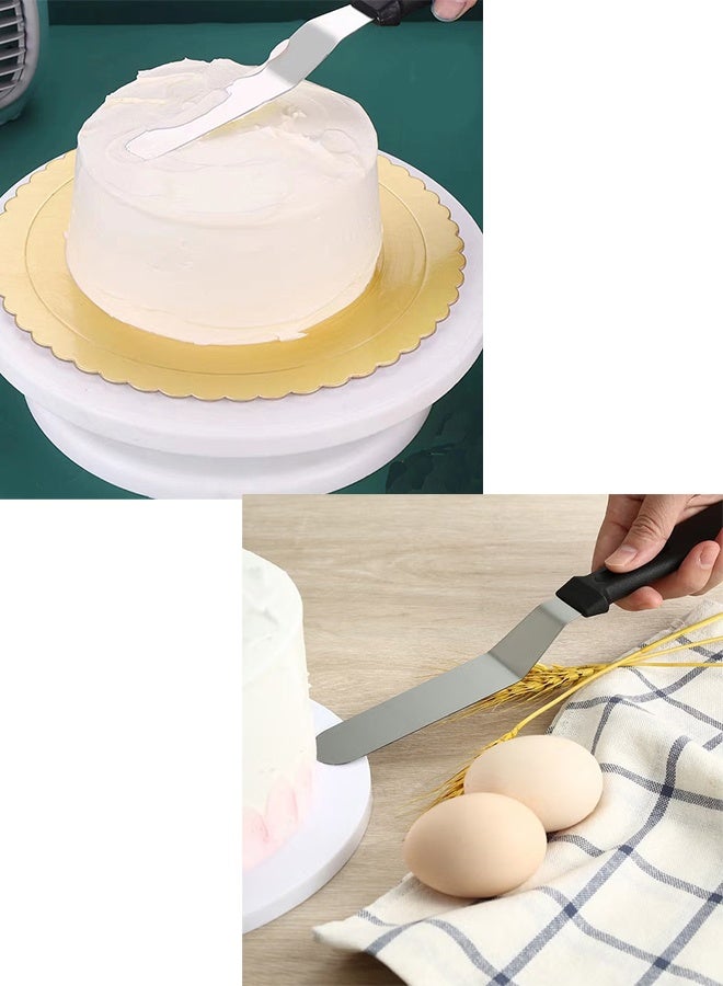 KANGLI 2 Pcs Stainless Steel Cake Icing Spatula Cake Decorating Frosting Offset Spatula, 10.4inch，12.4inch - Image 3