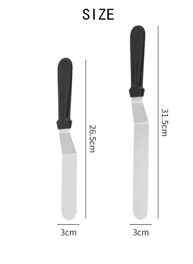 KANGLI 2 Pcs Stainless Steel Cake Icing Spatula Cake Decorating Frosting Offset Spatula, 10.4inch，12.4inch - Image 5