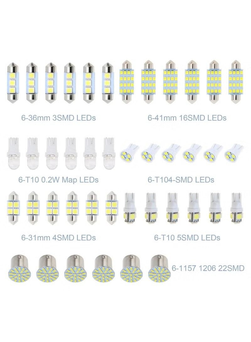 أخبار 42 قطعة مصابيح LED CAR ، مجموعة أدوات الضوء الداخلية التلقائية ، فائقة السوبر T10 31 مم 36 مم 41 مم لمبة بديلة ، لوحة ترخيص قبة داخلية مرخصة أضاءة بيضاء  - Image 4