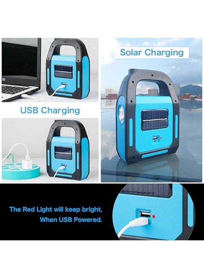 مصباح طوارئ 3 في 1 يعمل بالطاقة الشمسية، قابل لإعادة الشحن عبر منفذ USB، مزود بإضاءة LED فائقة السطوع بتقنية COB، مقاوم للماء، لشحن الأجهزة - عبوة من 4 قطع - Image 2