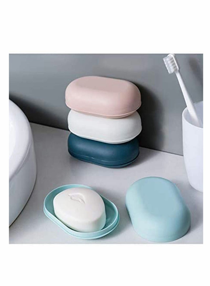 KASTWAVE 2Pack Soap Dish Travel Soap Box Soap Container Container Soap Tray, Soap Box Case, Holder for Sponges Hand Soap Dish Perfect for Gift, Travel Blue White - Image 4