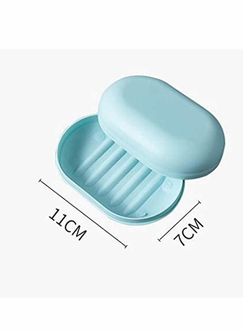 KASTWAVE 2Pack Soap Dish Travel Soap Box Soap Container Container Soap Tray, Soap Box Case, Holder for Sponges Hand Soap Dish Perfect for Gift, Travel Blue White - Image 2
