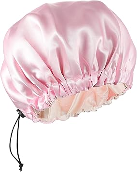 SOLUSTRE Satin Sleeping Cap Infant Shower Bonnet Double Layer Reversible Adjustable Satin Sleep Cap Good for Baby Kids Toddler Children Pink - Image 1