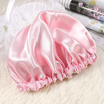SOLUSTRE Satin Sleeping Cap Infant Shower Bonnet Double Layer Reversible Adjustable Satin Sleep Cap Good for Baby Kids Toddler Children Pink - Image 5