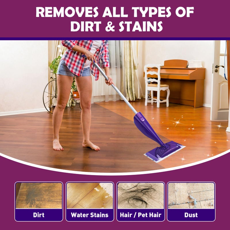 YHOVID Mopping Pad Refill Compatible with Wet Jet Mop, Disposable Multi Surface Wetjet Hardwood Floor Cleaner Spray Mop Pads Refills, Thickness & Absorbent (60) - Image 4