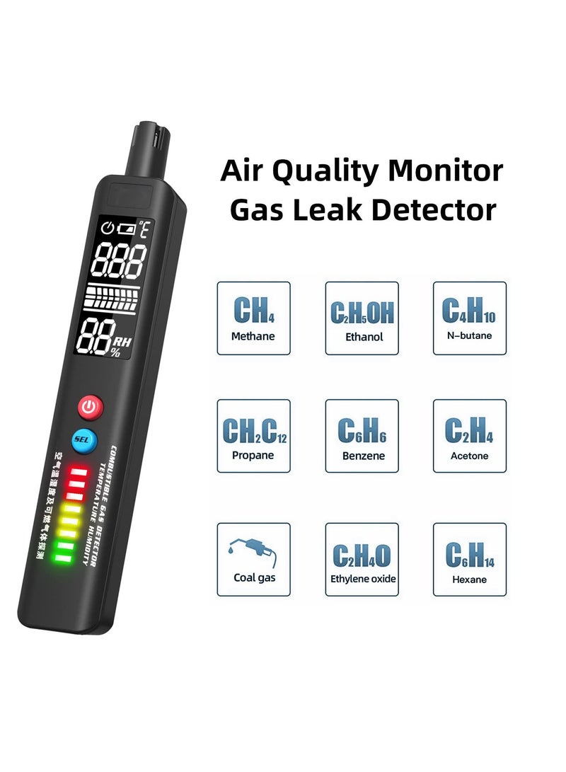 SYOSI كاشف تسرب الغاز، جهاز محمول بشاشة LCD EBTN لرصد الغاز الطبيعي، مزود بمستشعر temperature & humidity مدمج يحدد الغاز القابل للاحتراق مثل LPG و LNG وبروبان وميثان وغازات البيوتان ووقود أول أكسيد الكربون  - Image 5
