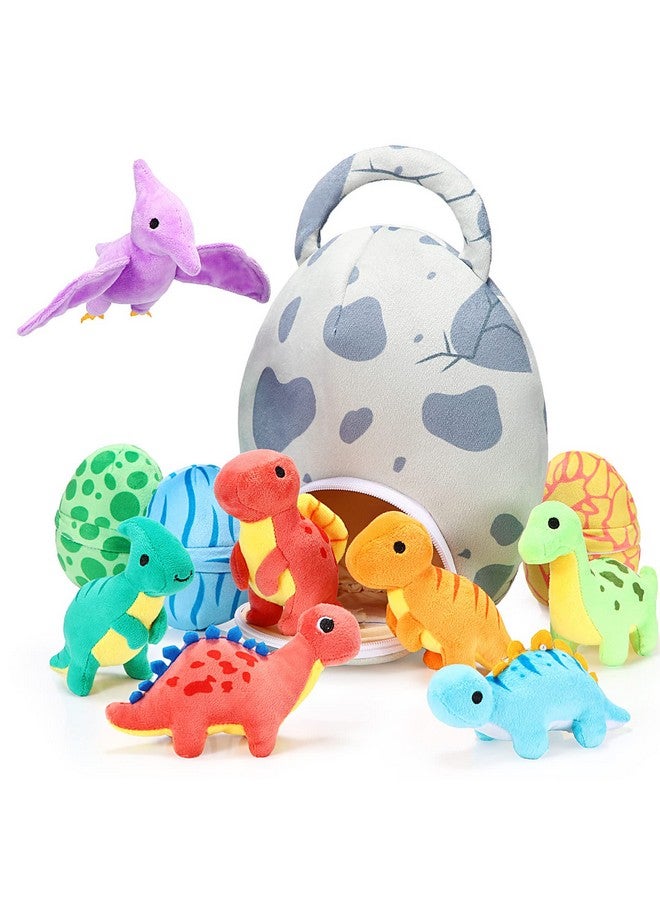 Zhanmai 11 Pcs Easter Dinosaur Stuffed Animal Small Dino Plush Toy and Egg Bag Set Cute Stuffed Dinosaur Animals Plush Toys Soft Stuff Animals for Birthday Dino Themed Party(Classic) - Image 1