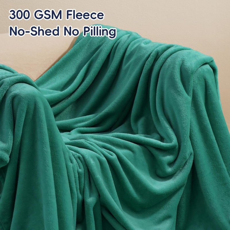 PHF Ultra Soft Fleece Blanket Queen Size, No Shed No Pilling Luxury Plush Cozy 300GSM Lightweight Blanket for Bed, Couch, Chair, Sofa Suitable for All Season, 228cm x 228cm, Teal Green - Image 3