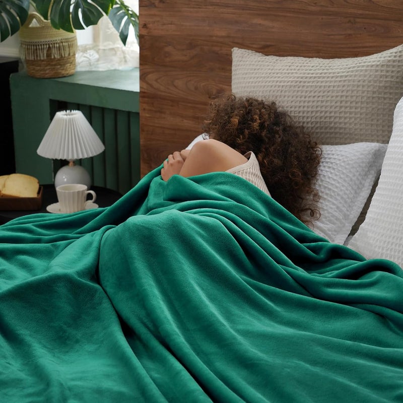 PHF Ultra Soft Fleece Blanket Queen Size, No Shed No Pilling Luxury Plush Cozy 300GSM Lightweight Blanket for Bed, Couch, Chair, Sofa Suitable for All Season, 228cm x 228cm, Teal Green - Image 2