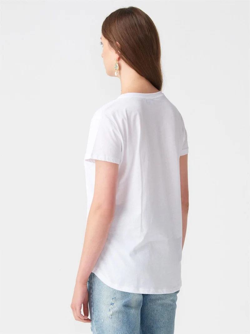 Dilvin 3471 Crew Neck Basic T-Shirt-White