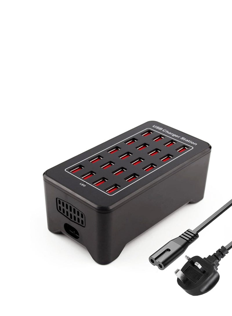 McDou USB Charger Station, 20-Port 100W/20A Multiple USB Charging Station, Multi-Port Charger, Charging Hub for Charging Smartphones, Tablets, and Other USB Devices. - Image 1