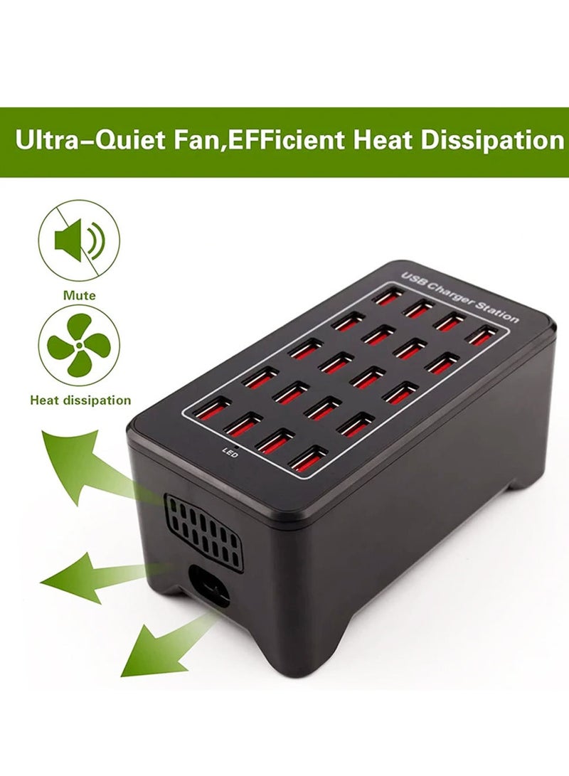 McDou USB Charger Station, 20-Port 100W/20A Multiple USB Charging Station, Multi-Port Charger, Charging Hub for Charging Smartphones, Tablets, and Other USB Devices. - Image 3