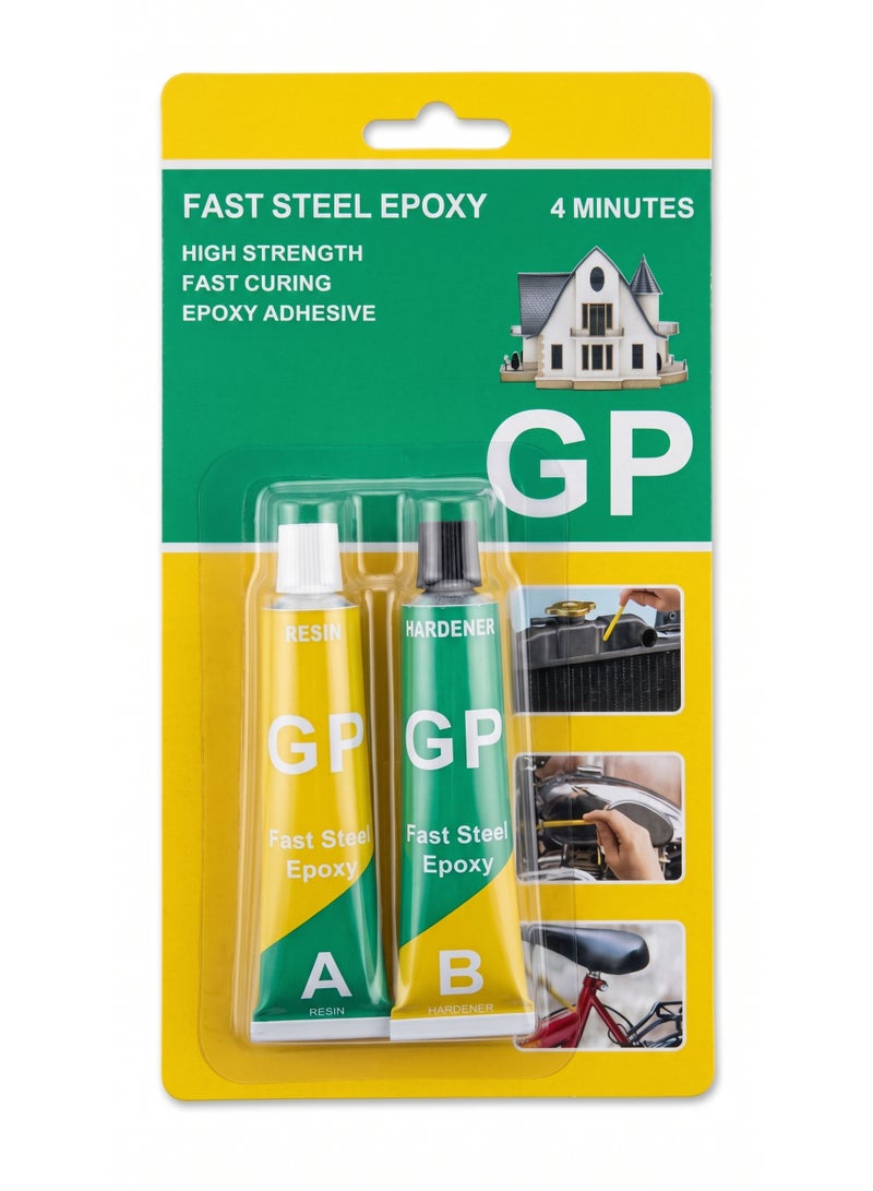 GP Fast Steel Epoxy Adhesive 2-Piece Set 57g – Fast Setting Steel-Filled Epoxy for Repairing, Fixing & Sealing Metal, Appliances & Plumbing