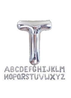 Party with Emma Silver Letter A to Z Balloons 32 inch Large Alphabet Balloons Silver Helium Foil Letter Balloon Banner for Birthday Party Anniversary Wedding Decoration (Silver-T)  - Image 1