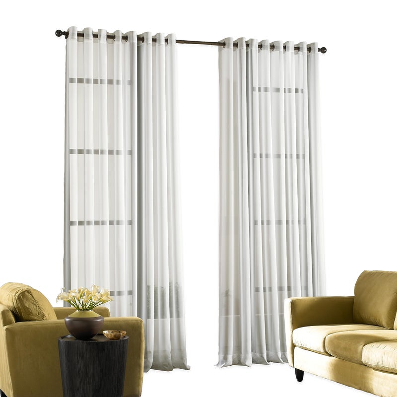 Curtainworks Soho Voile Sheer Grommet Curtain Panel, 59 by 132", Winter White - Image 2