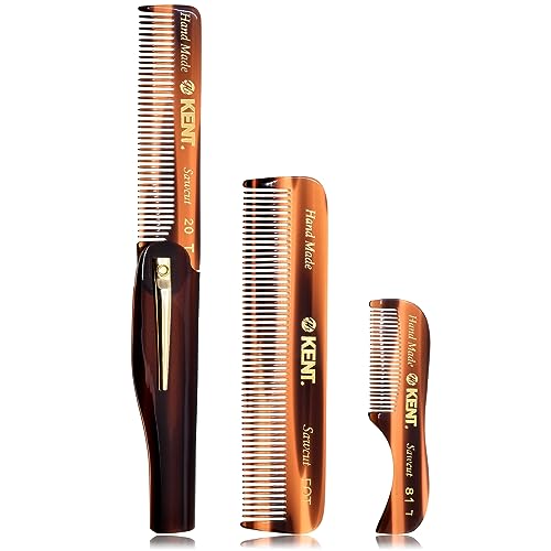 Kent Set Men's Hair Pocket Combs, 81T X-Small, FOT All Fine Tooth, 20T Fine Tooth Folding Comb. Best Hair, Beard and Mustache Grooming Kit for Travel and Home Care, Handmade in England - Image 1