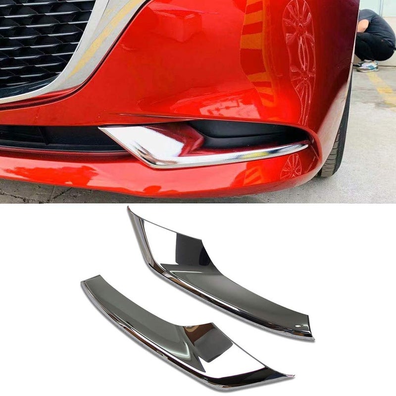Beautost for 2019 2020 2021 2022 2023 2024 Mazda 3 Axela Sedan Chrome Front Fog Light Lamp Cover Trims